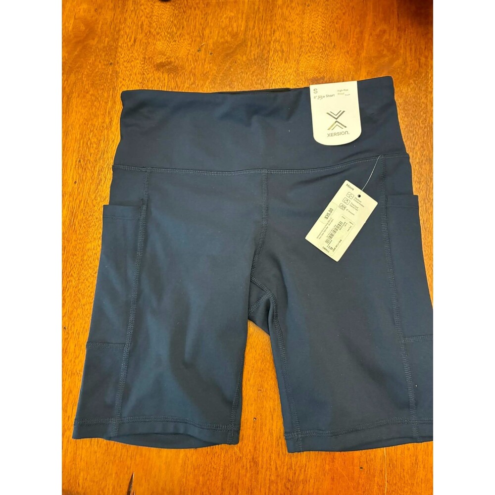 Xersion Womens Bike Shorts Small Navy Blue Compression Athletic NWT‎ 8"